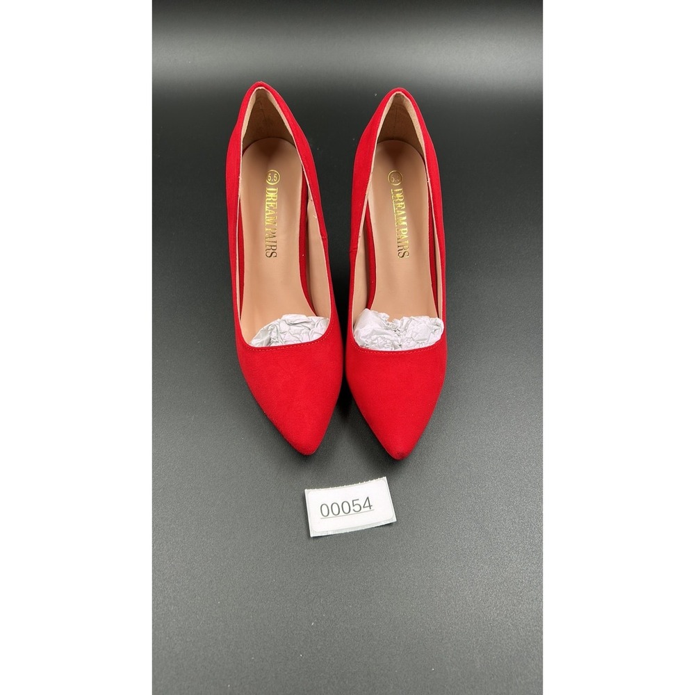 Dream Pairs Christian Women Red Faux Suede Pointed Toe Stiletto Pumps Size 5.5